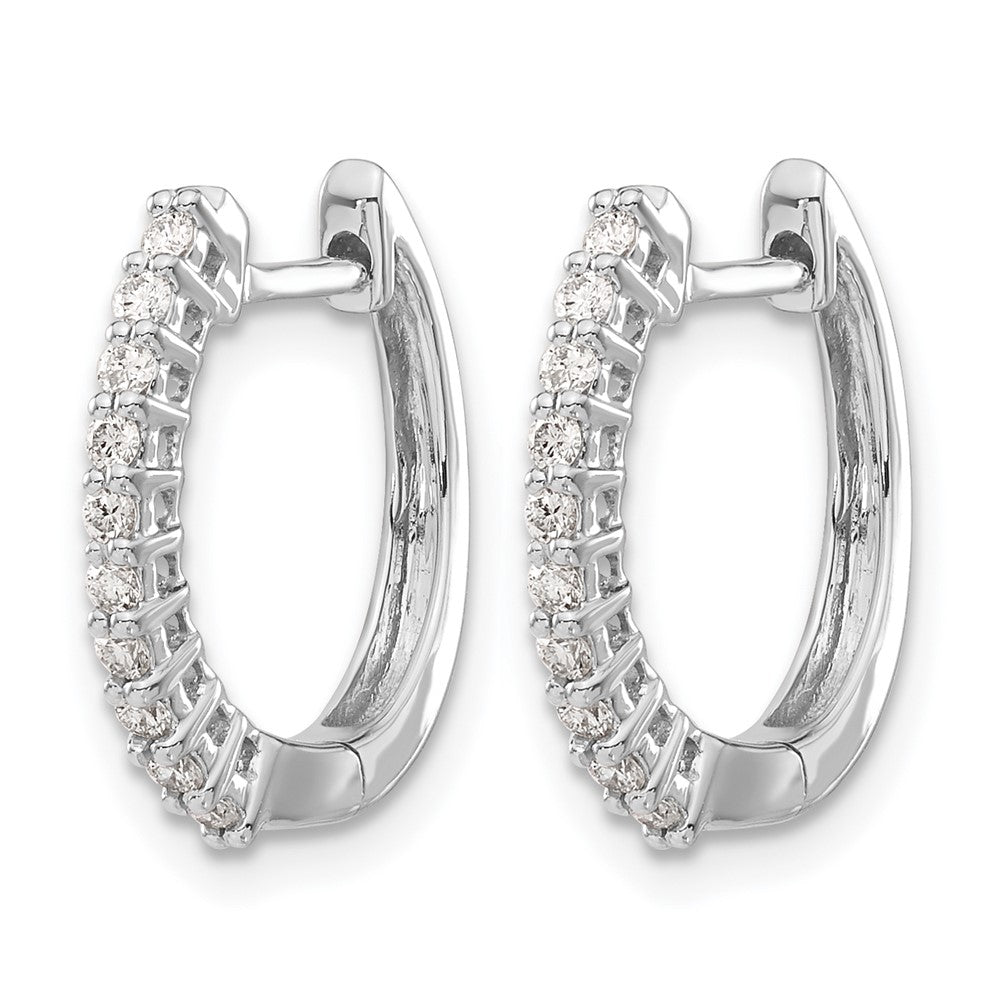 14K Weißgold Creolen mit echten Diamanten und Klappscharnier