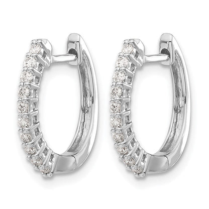14K Weißgold Creolen mit echten Diamanten und Klappscharnier