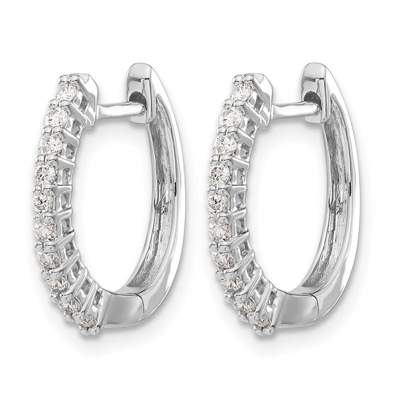 14K Weißgold Creolen mit echten Diamanten und Klappscharnier