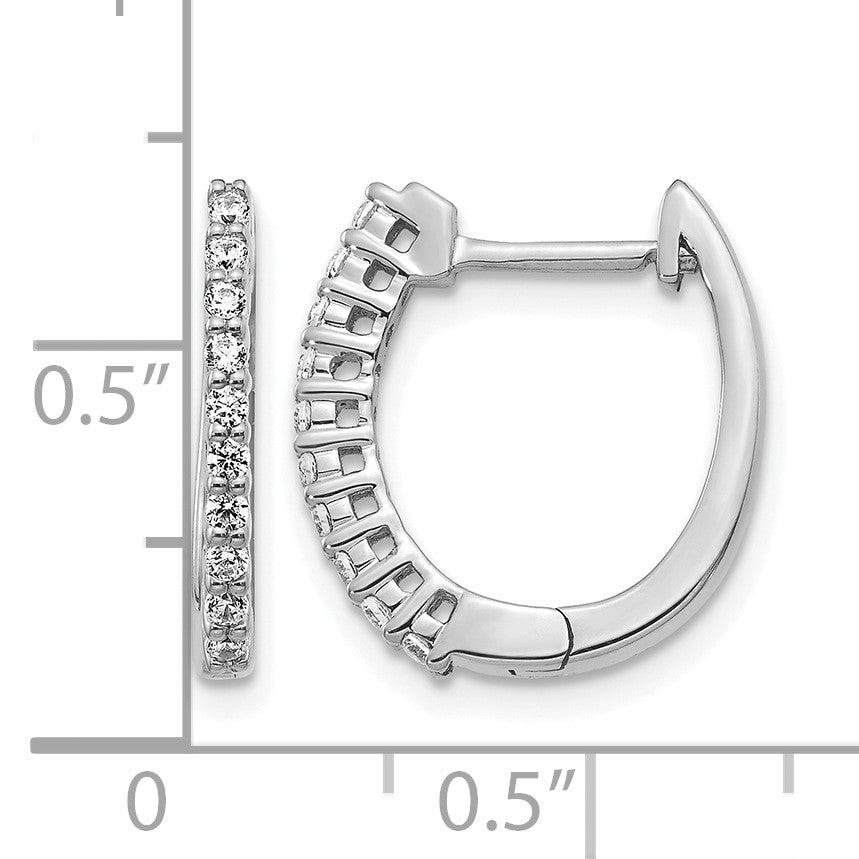 14K Weißgold Creolen mit echten Diamanten und Klappscharnier