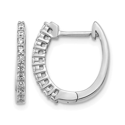 14K Weißgold Creolen mit echten Diamanten und Klappscharnier