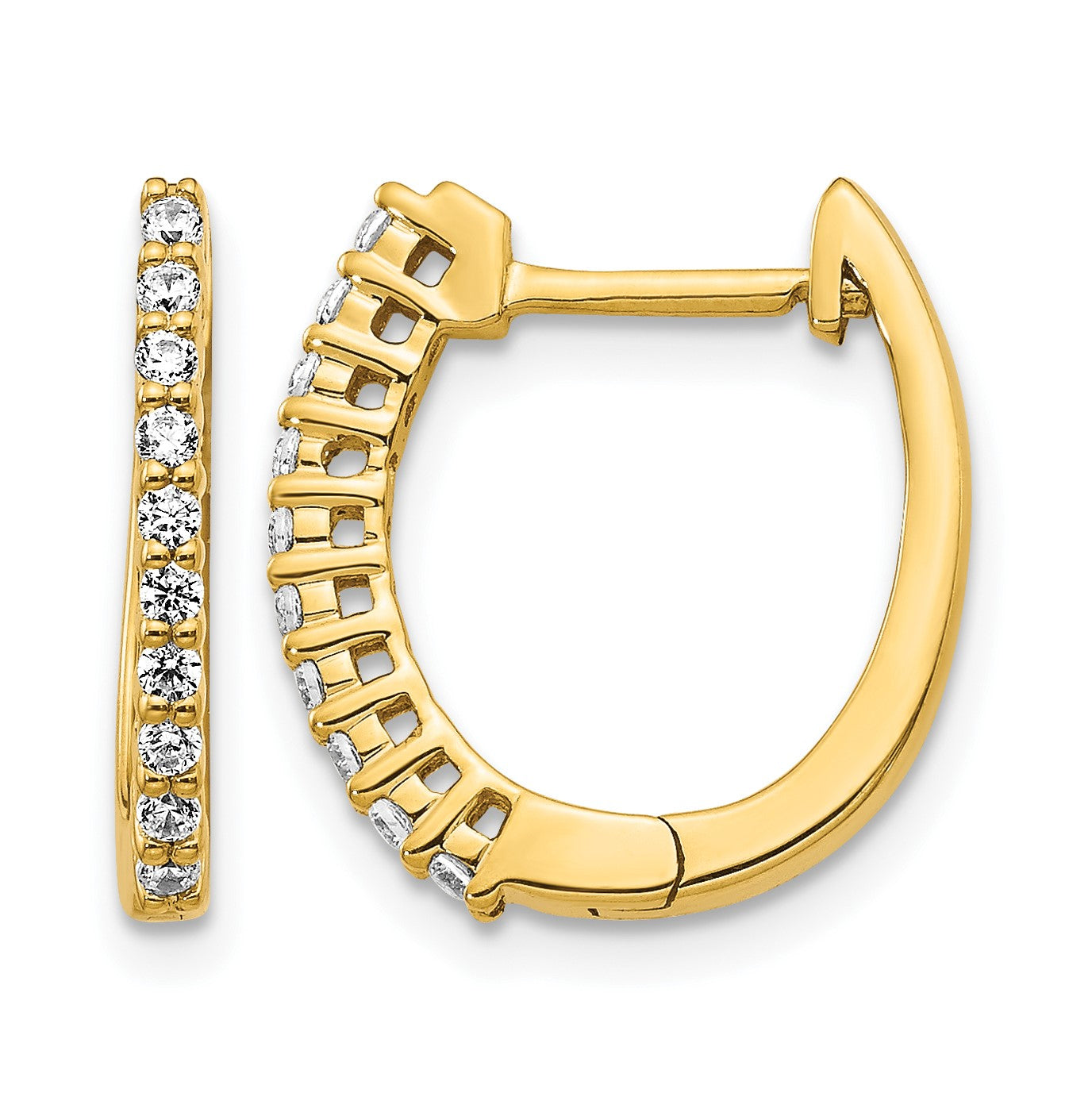 14K Gold Creolen mit Klappscharnier und echten Diamanten