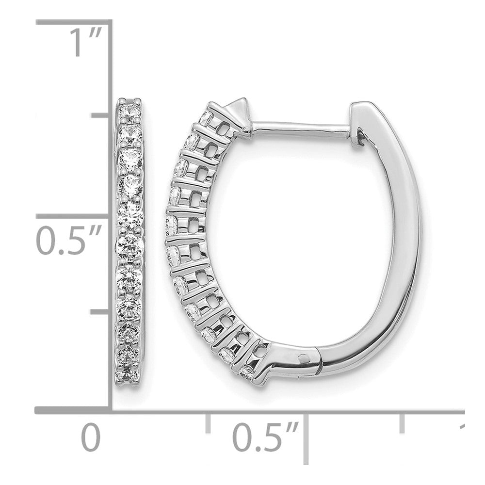 14K Weißgold Creolen mit echten Diamanten und Klappscharnier