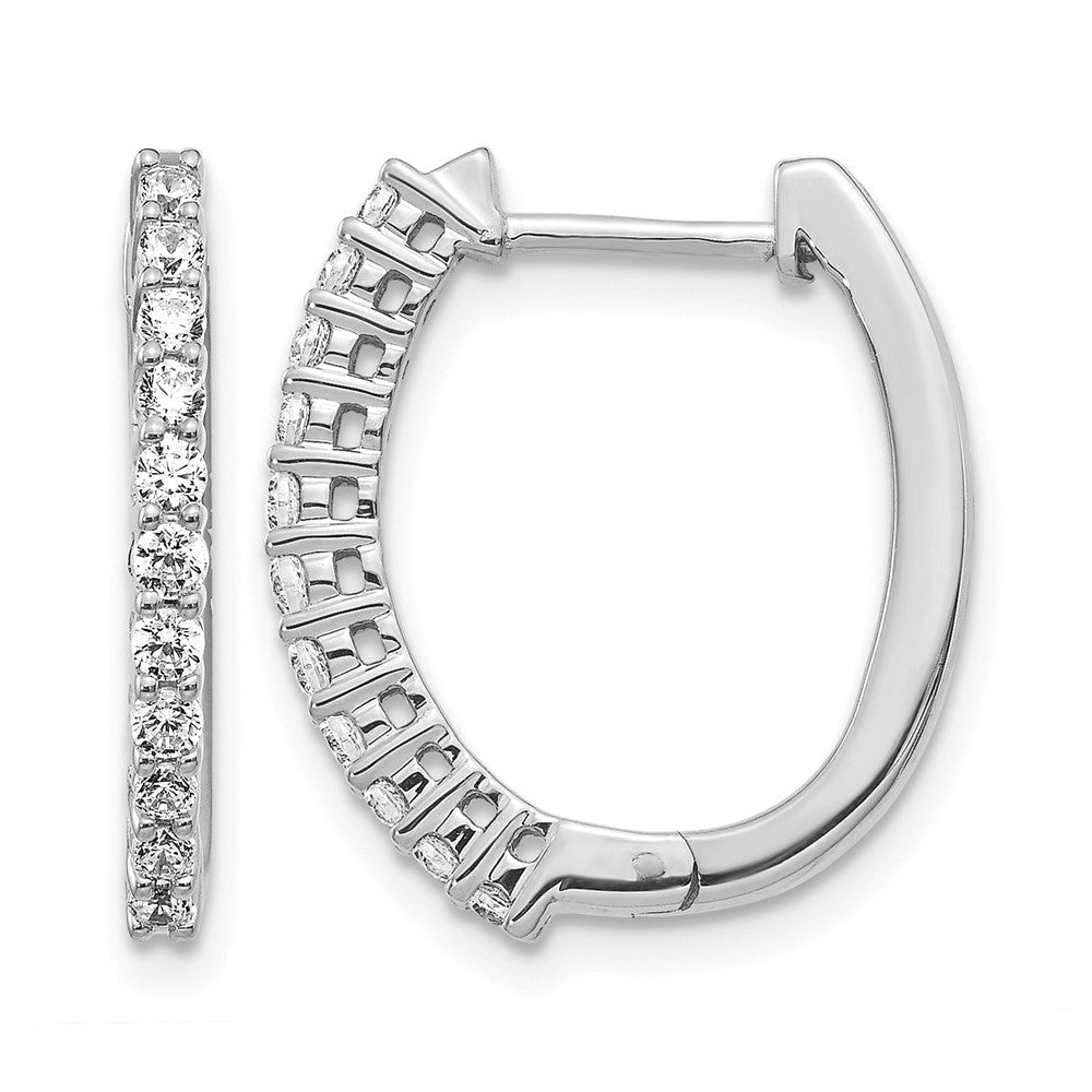 14K Weißgold Creolen mit echten Diamanten und Klappscharnier