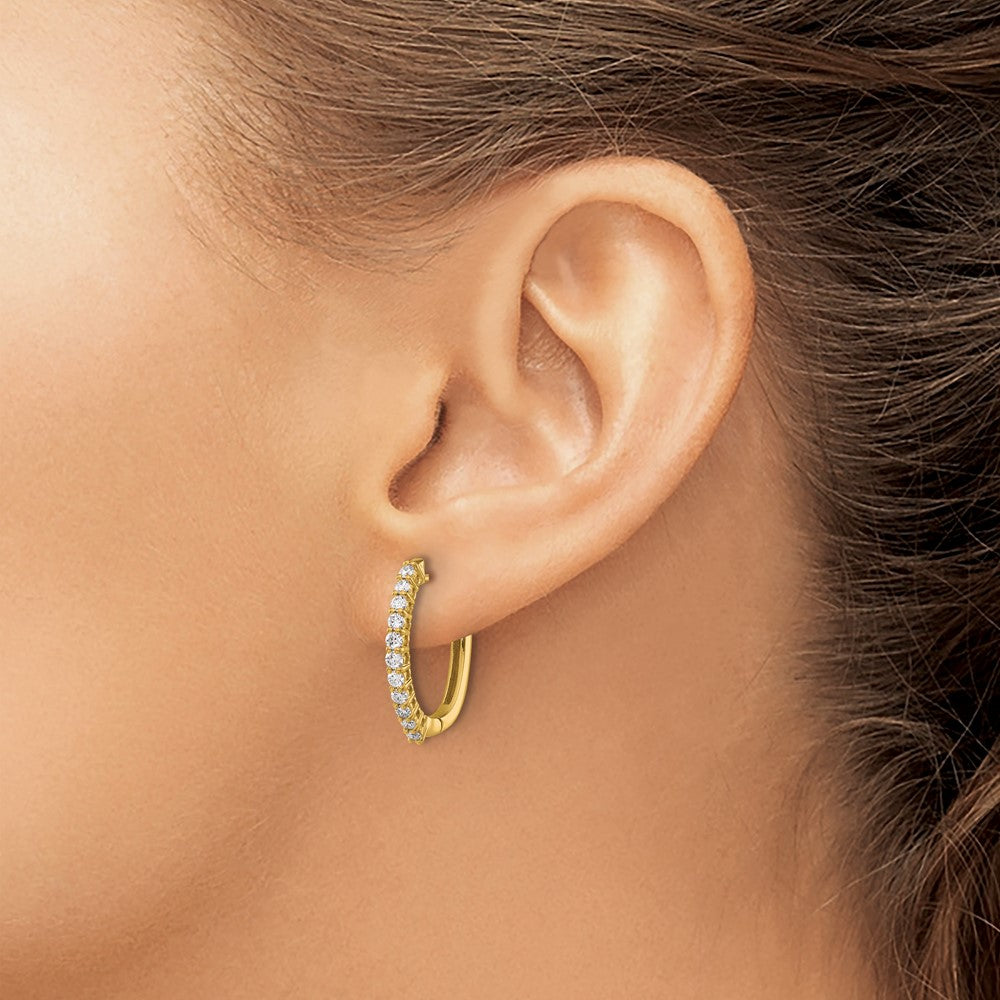 14K Gelbgold Klapp-Creolen mit laborgezüchtetem Diamant, 0,5 ct., VS/SI+ G+