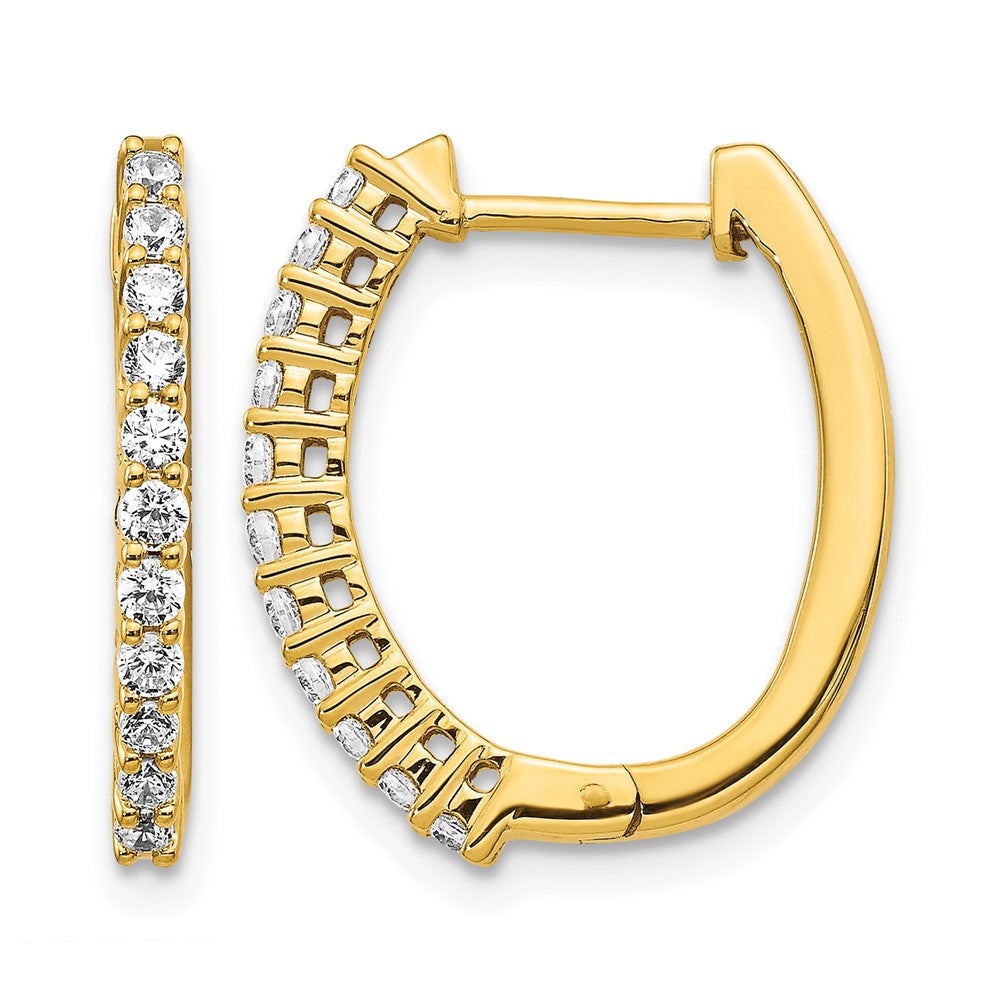 14K Gelbgold Klapp-Creolen mit laborgezüchtetem Diamant, 0,5 ct., VS/SI+ G+