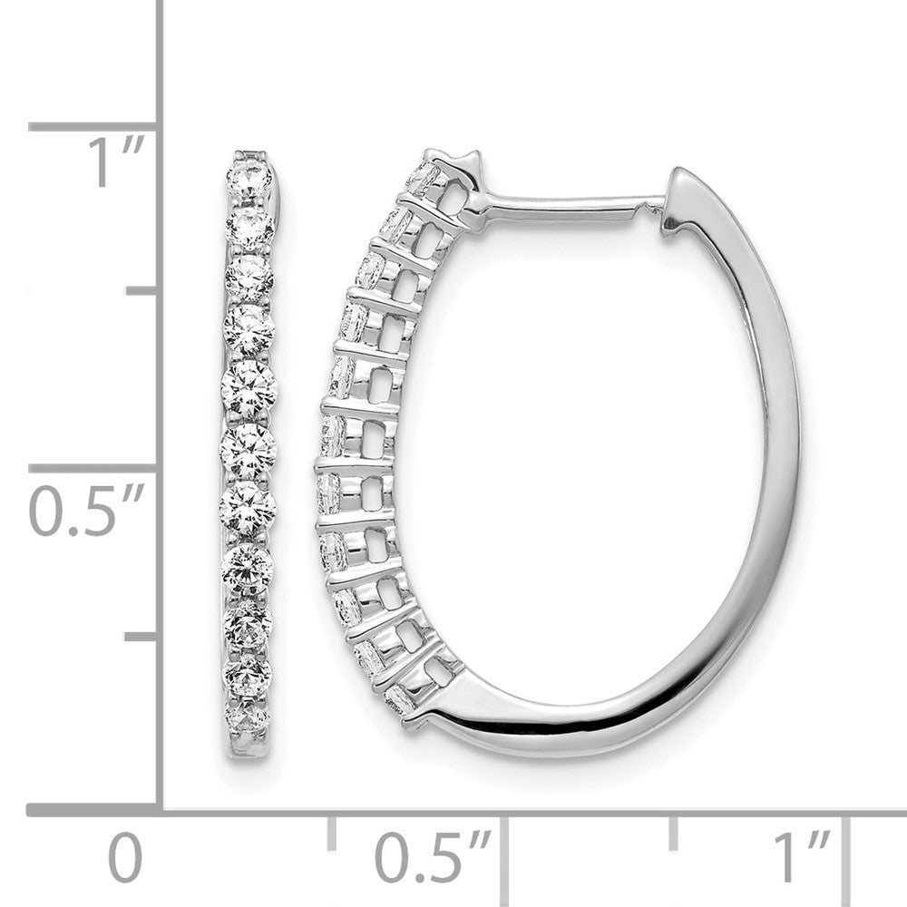 14K Weißgold 0,75 ct. Laborgezüchtete Diamant-Creolen VS/SI+ G+ mit Scharnier