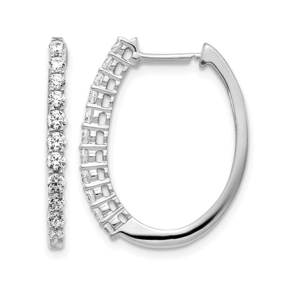 14K Weißgold Creolen mit Klappscharnier und echten Diamanten