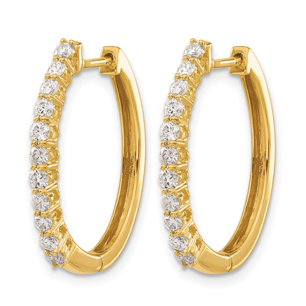 14K Gelbgold Creolen mit echten Diamanten und Klappscharnier