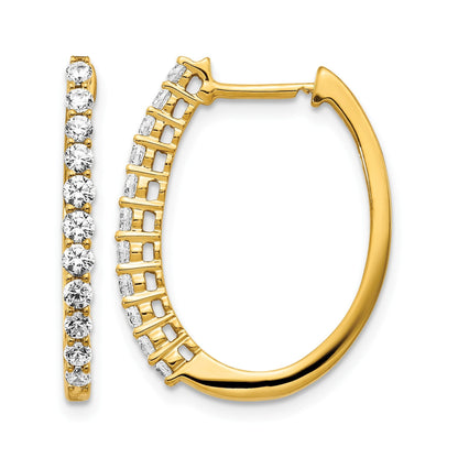 14K Gelbgold Creolen mit echten Diamanten und Klappscharnier
