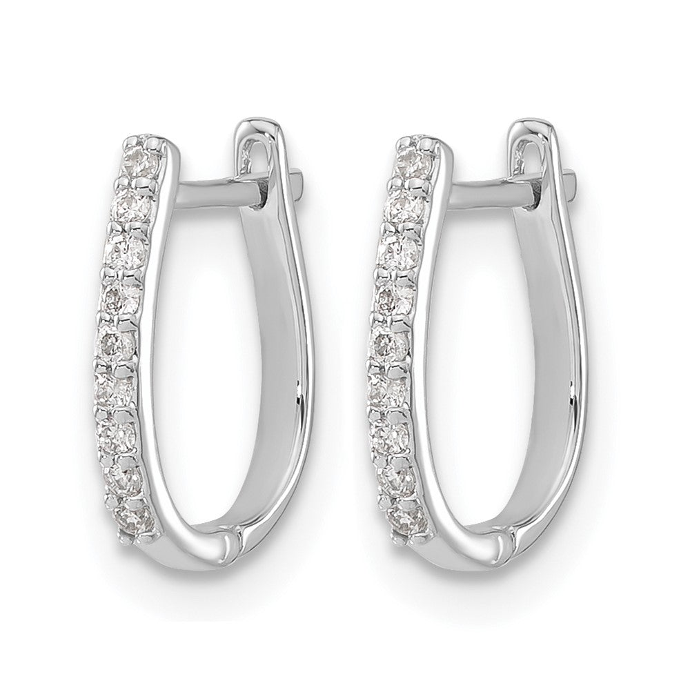 14K Weißgold Creolen mit echten Diamanten und Scharnierverschluss