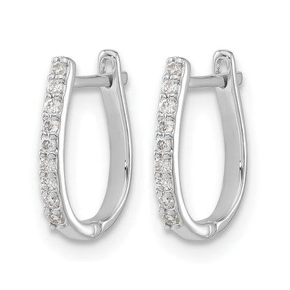 14K Weißgold Creolen mit echten Diamanten und Scharnierverschluss