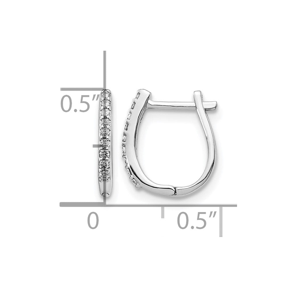 14K Weißgold Creolen mit echten Diamanten und Scharnierverschluss