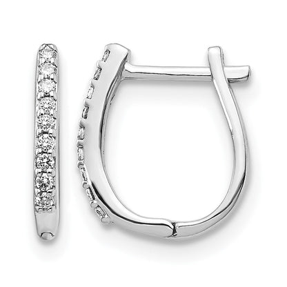 14K Weißgold Creolen mit echten Diamanten und Scharnierverschluss