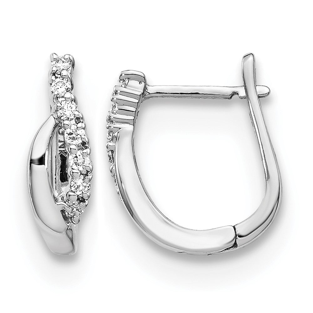 14K Weißgold Echte-Diamant-Klappcreolen