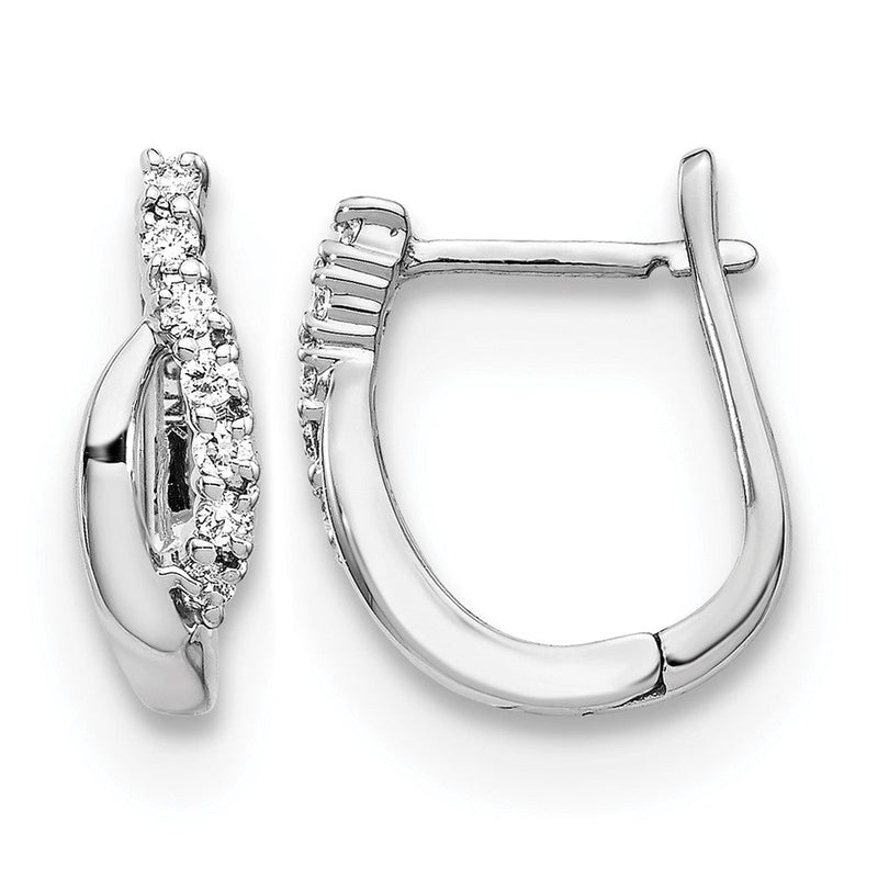 14K Weißgold Echte-Diamant-Klappcreolen