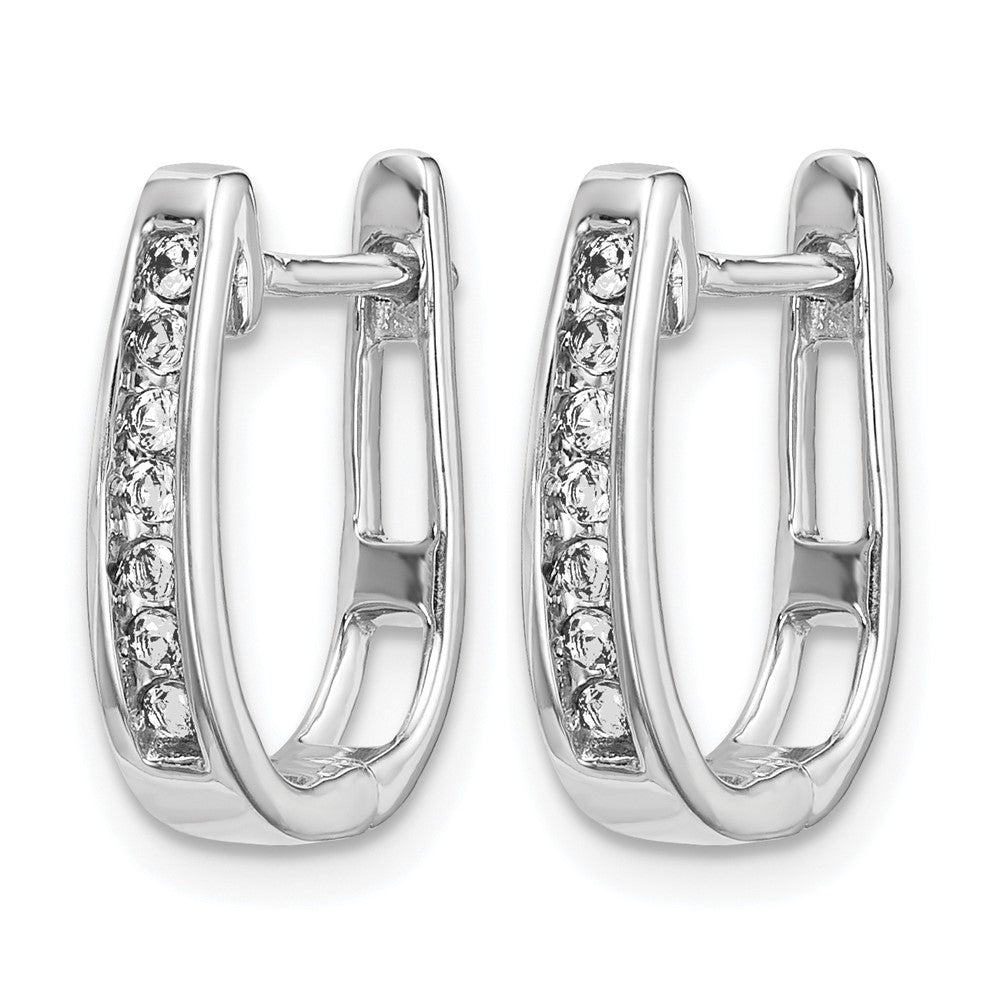 14K Weißgold Creolen mit echten Diamanten, 3 mm, mit Klappscharnier