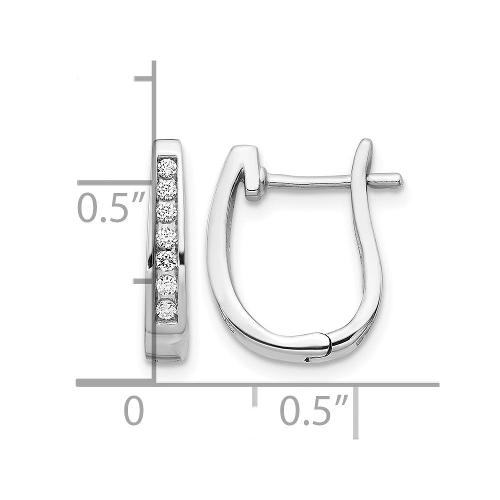 14K Weißgold Creolen mit echten Diamanten, 3 mm, mit Klappscharnier