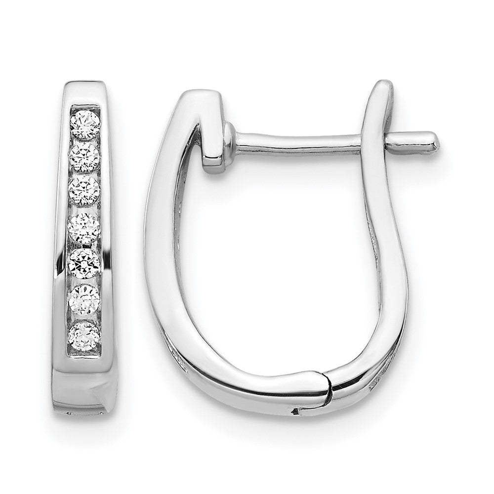14K Weißgold Creolen mit echten Diamanten, 3 mm, mit Klappscharnier