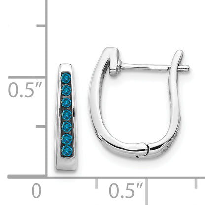 14K Weißgold Blau Diamant 3mm Klappbar Creolen