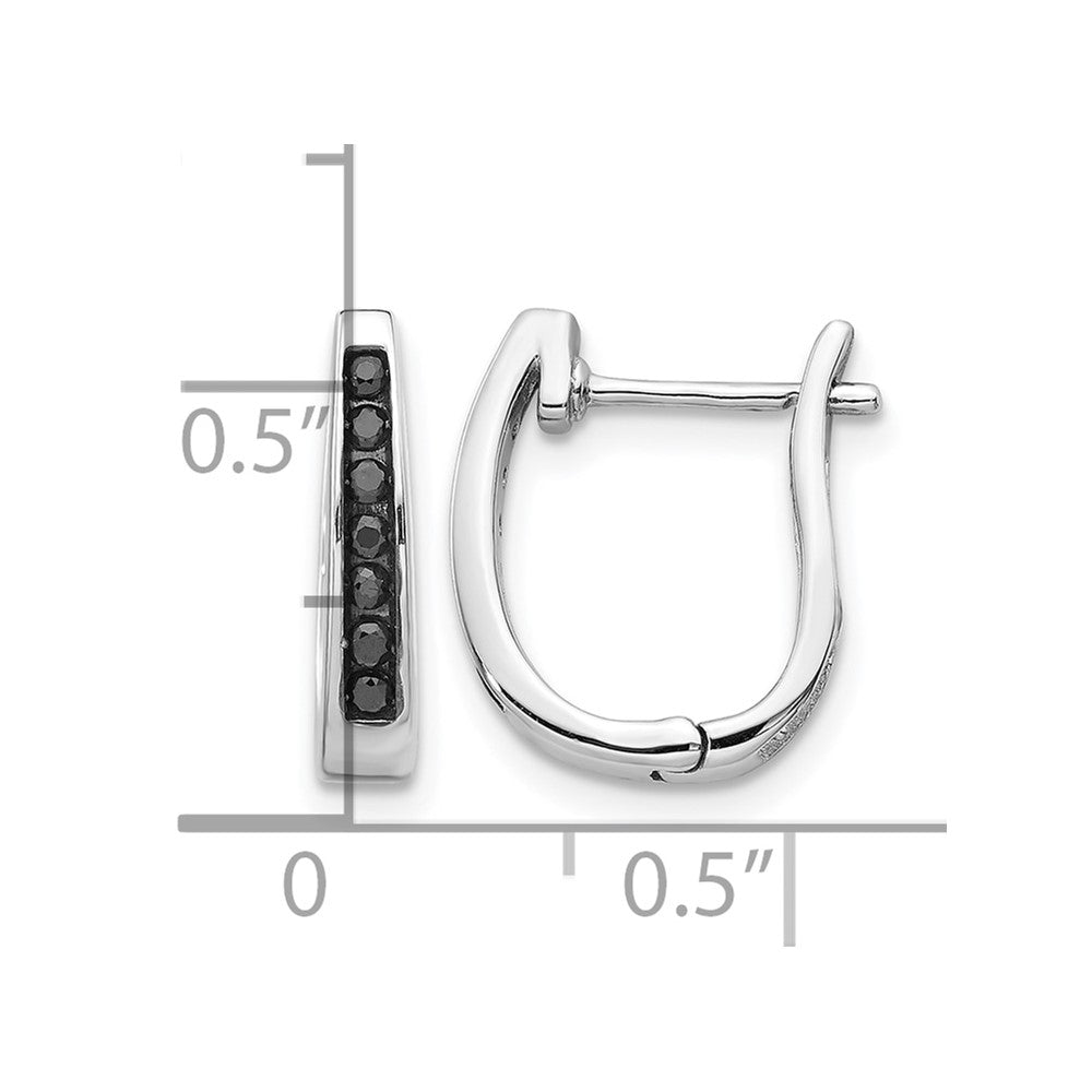 14K Weißgold Creolen mit Klappscharnier und echten schwarzen Diamanten, 3 mm
