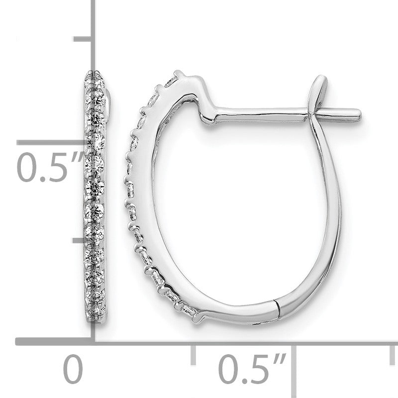 14K Weißgold Creolen mit echten Diamanten, 1,3 mm, mit Klappscharnier