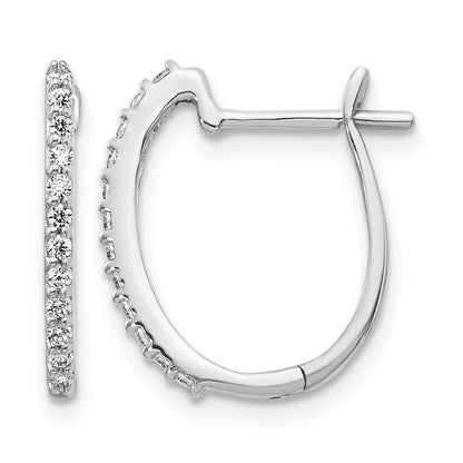 14K Weißgold Creolen mit echten Diamanten, 1,3 mm, mit Klappscharnier