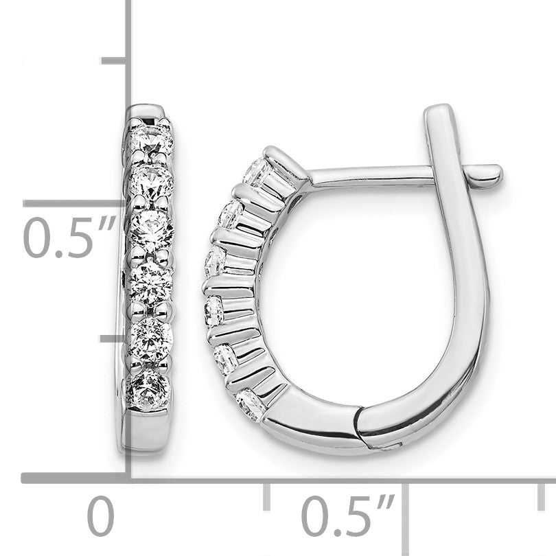 14K Weißgold Creolen mit echten Diamanten und Klappscharnier
