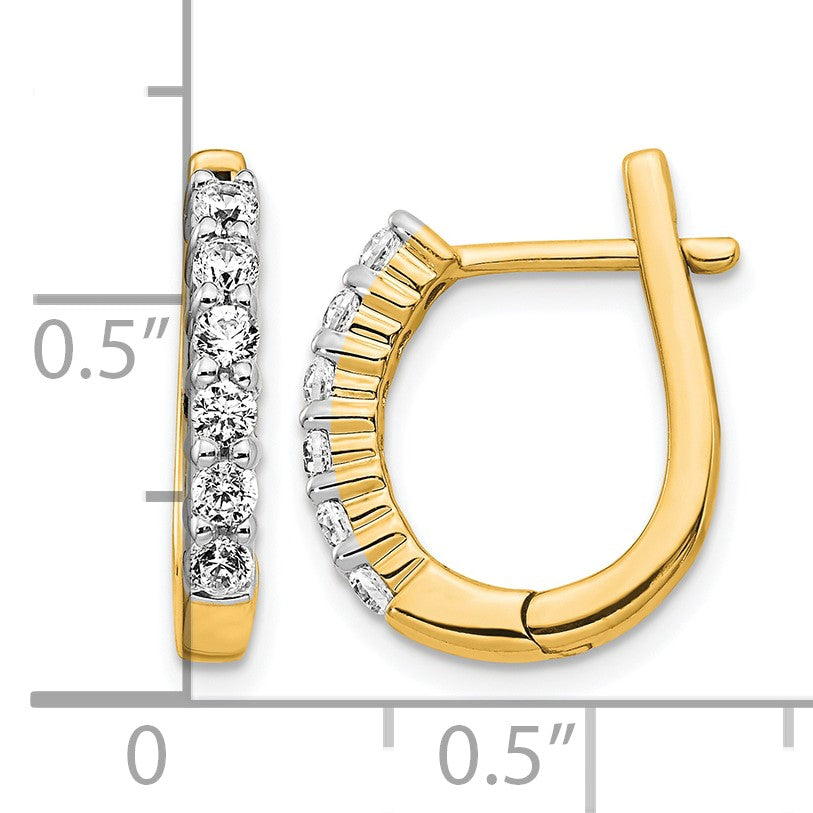 14K Gelbgold 0,5 ct. Laborgezüchtete Diamant-Creolen mit Klappscharnier, komplett besetzt, VS/SI+ G+