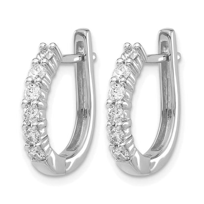 14K Weißgold Creolen mit echten Diamanten und Klappscharnier