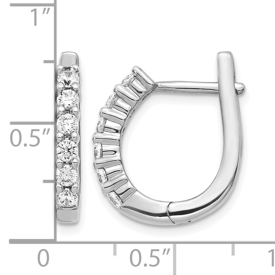 14K Weißgold Creolen mit echten Diamanten und Klappscharnier