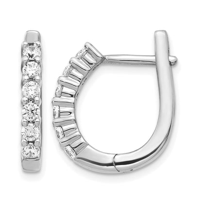 14K Weißgold Creolen mit echten Diamanten und Klappscharnier