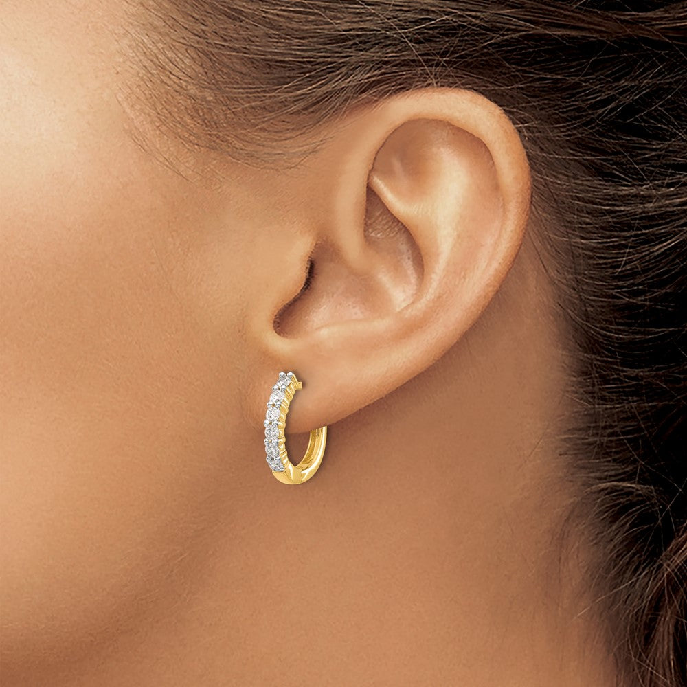 14K Gelbgold Creolen mit Scharnier, 0,75 ct. laborgezüchtete Diamanten, VS/SI+ G+