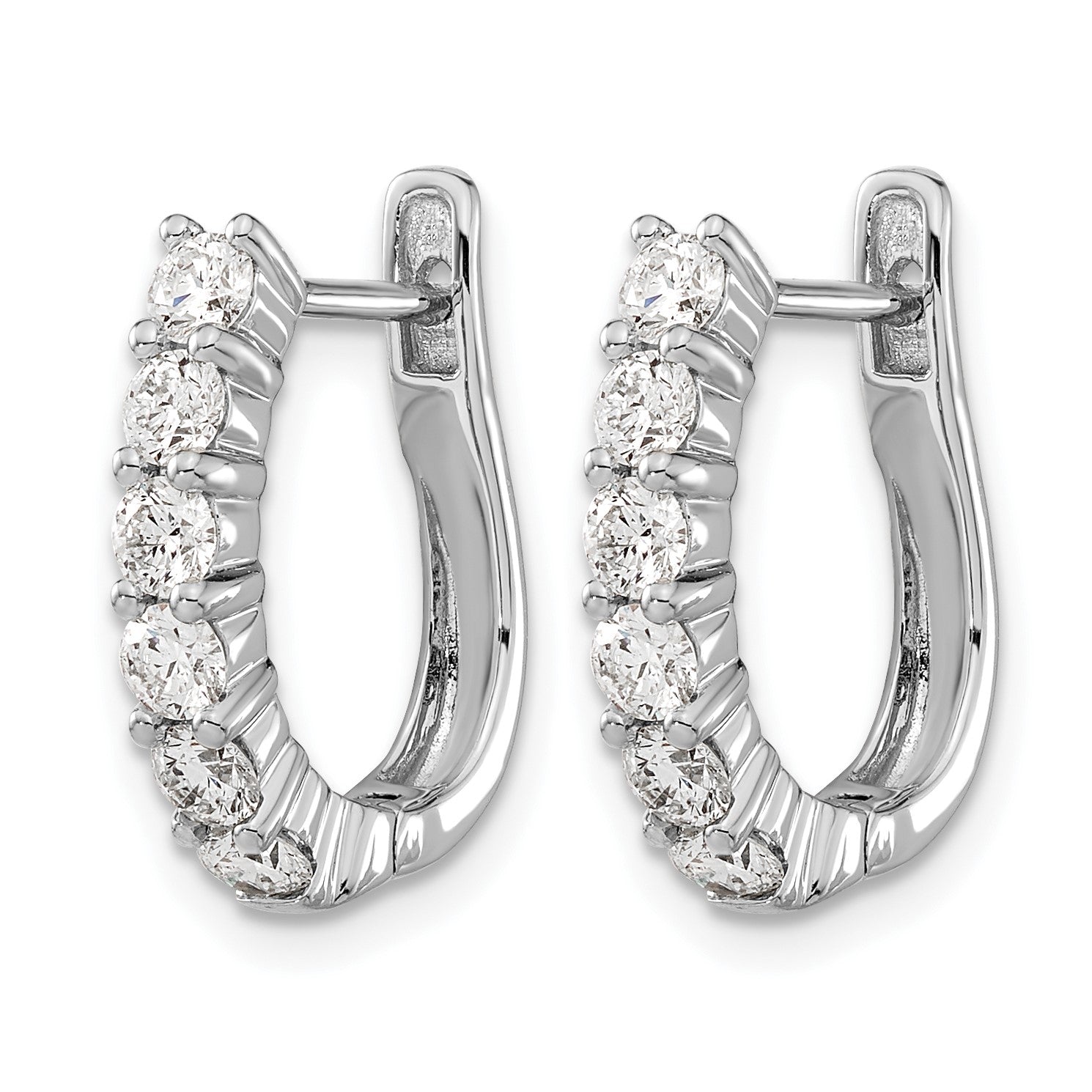 14K Weißgold Creolen mit Klappscharnier und echten Diamanten