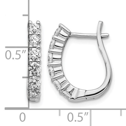 14K Weißgold Creolen mit Klappscharnier und echten Diamanten