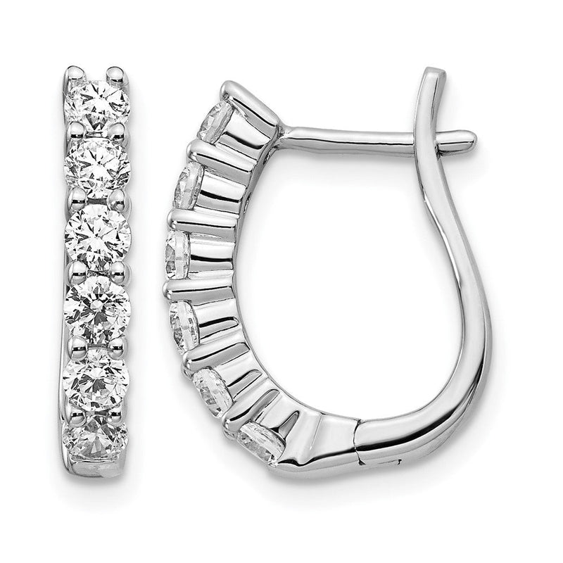 14K Weißgold Creolen mit Klappscharnier und 10 ct. Laborgezüchteten Diamanten, VS/SI+, G+