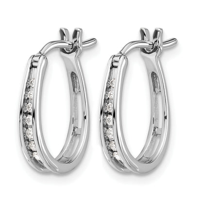 14K Weißgold Creolen mit echten Diamanten und ovalem Scharnier