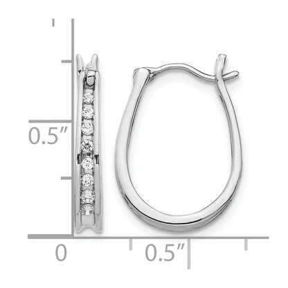 14K Weißgold Creolen mit echten Diamanten und ovalem Scharnier