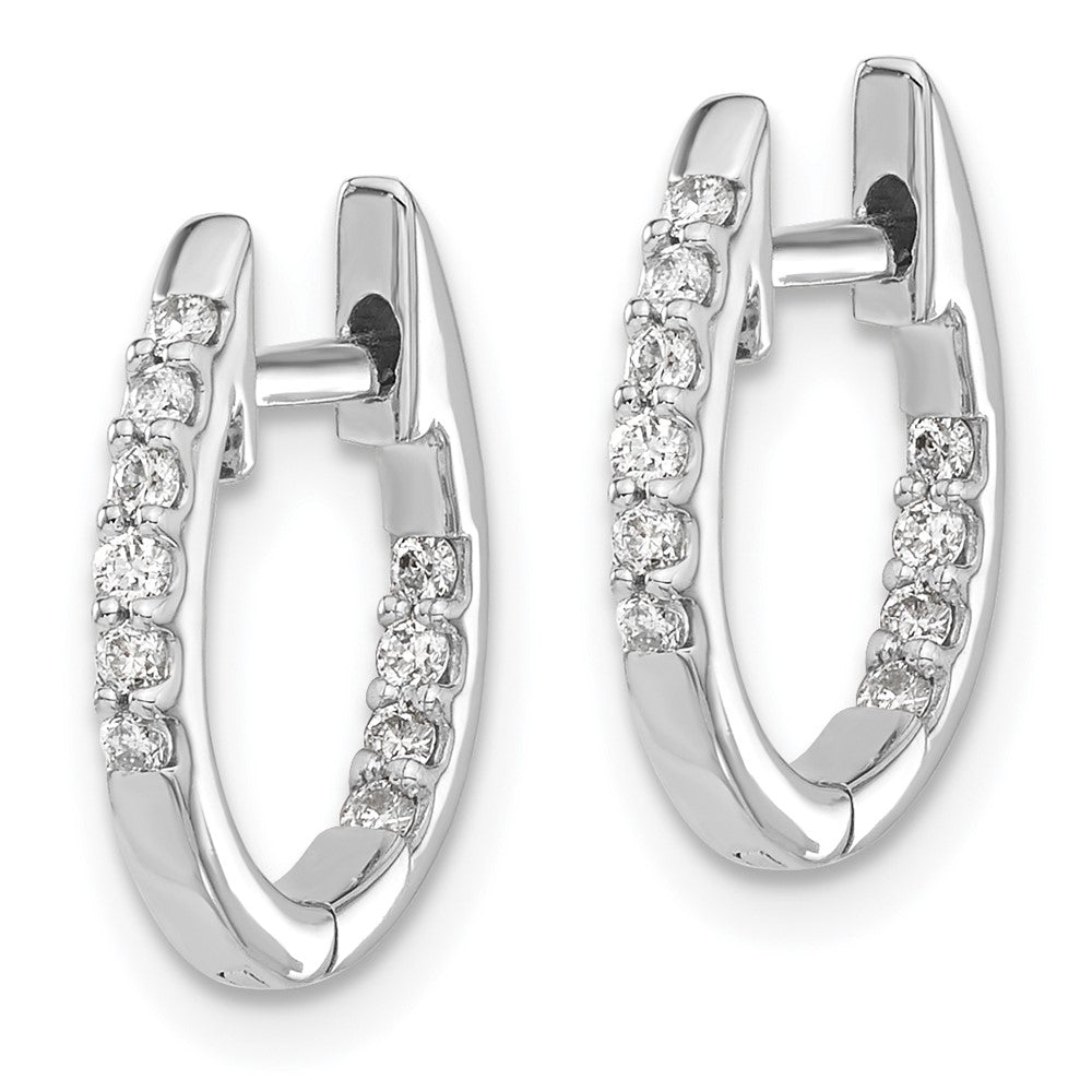 14K Weißgold Creolen mit Scharnierverschluss und echten Diamanten innen und außen