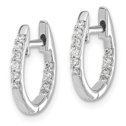 14K Weißgold Creolen mit Scharnierverschluss und echten Diamanten innen und außen