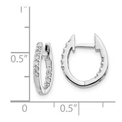 14K Weißgold Creolen mit Scharnierverschluss und echten Diamanten innen und außen