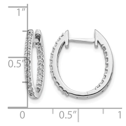 14K Weißgold Creolen mit Innen-/Außen-Diamanten und Klappscharnier