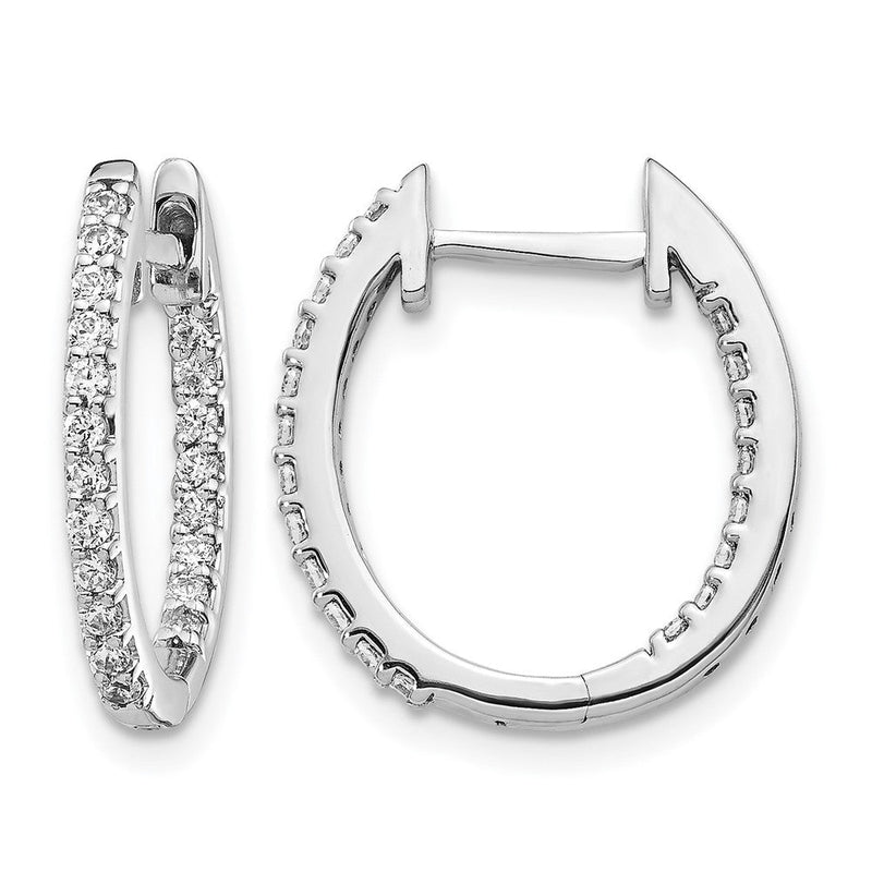 14K Weißgold Creolen mit Scharnier und Innen-Außen-Besatz, 0,5 ct. laborgezüchtete Diamanten VS/SI+ G+