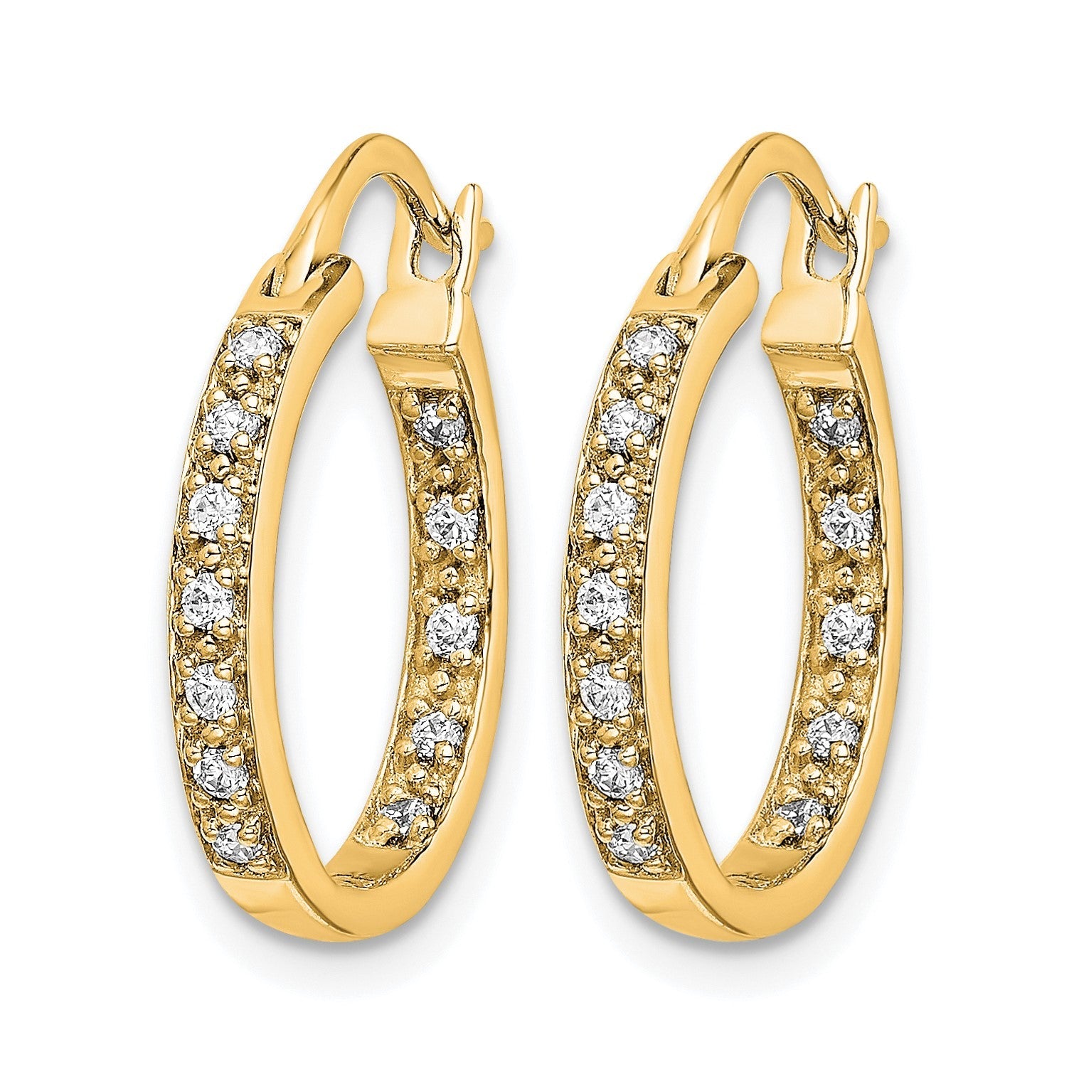 14K Gelbgold Creolen mit echten Diamanten, innen und außen besetzt