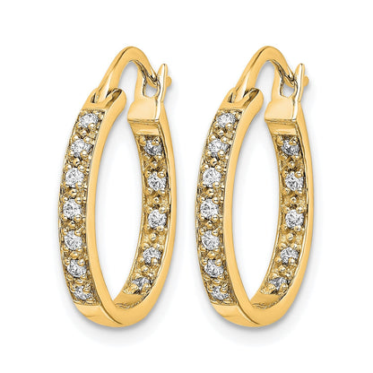 14K Gelbgold Creolen mit echten Diamanten, innen und außen besetzt