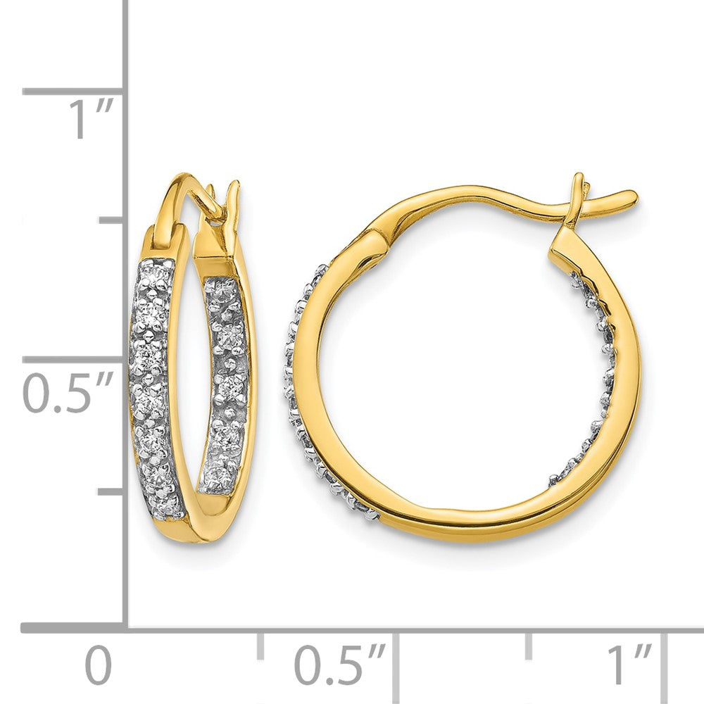 14K Gelbgold Creolen mit echten Diamanten, innen und außen besetzt