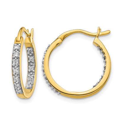 14K Gelbgold Creolen mit echten Diamanten, innen und außen besetzt