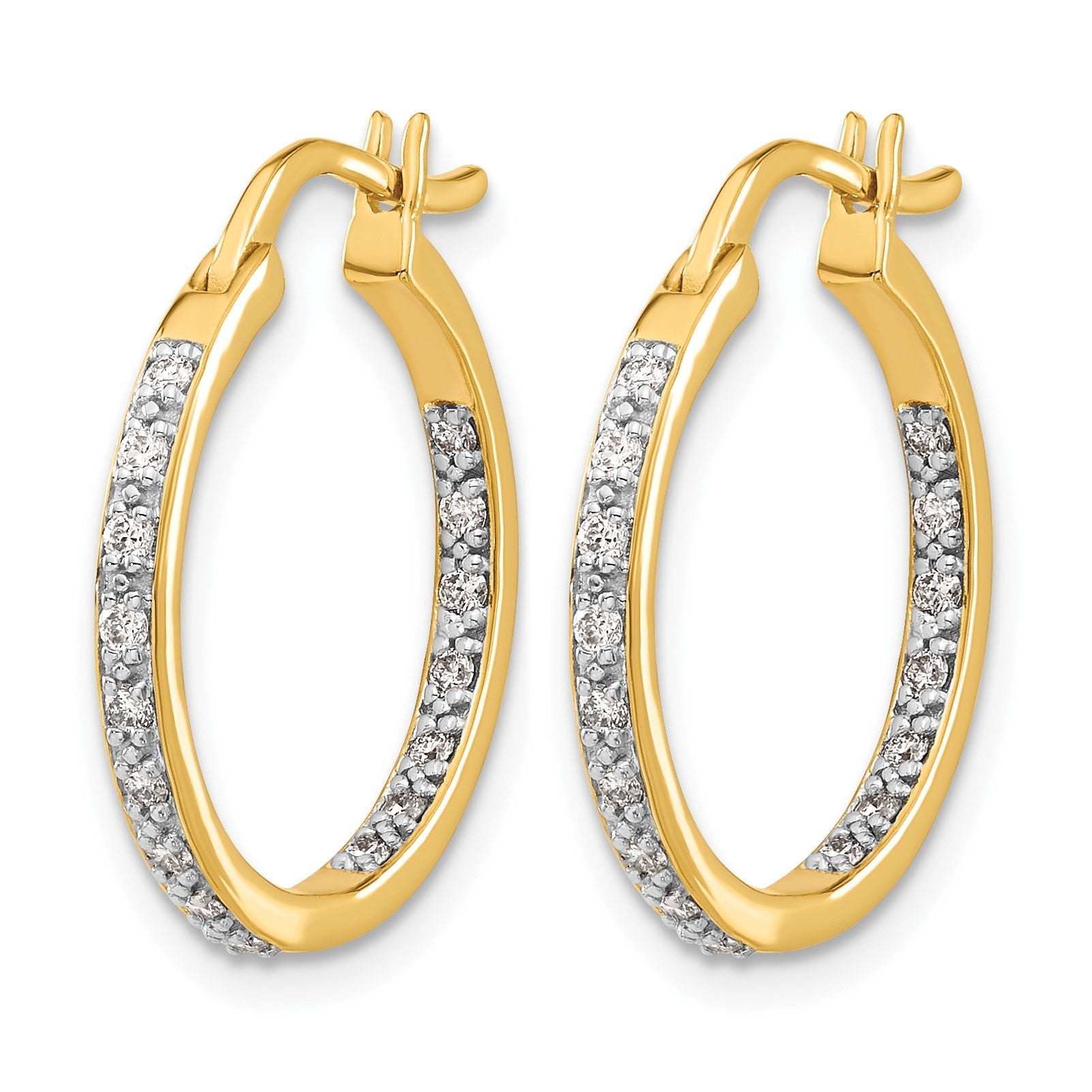 14K Gelbgold Creolen mit echten Diamanten, innen und außen besetzt