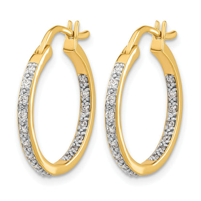 14K Gelbgold Creolen mit echten Diamanten, innen und außen besetzt