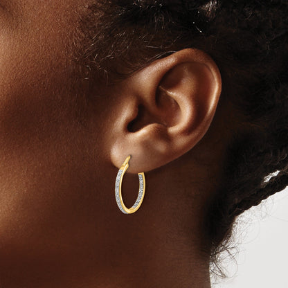 14K Gelbgold Creolen mit echten Diamanten, innen und außen besetzt